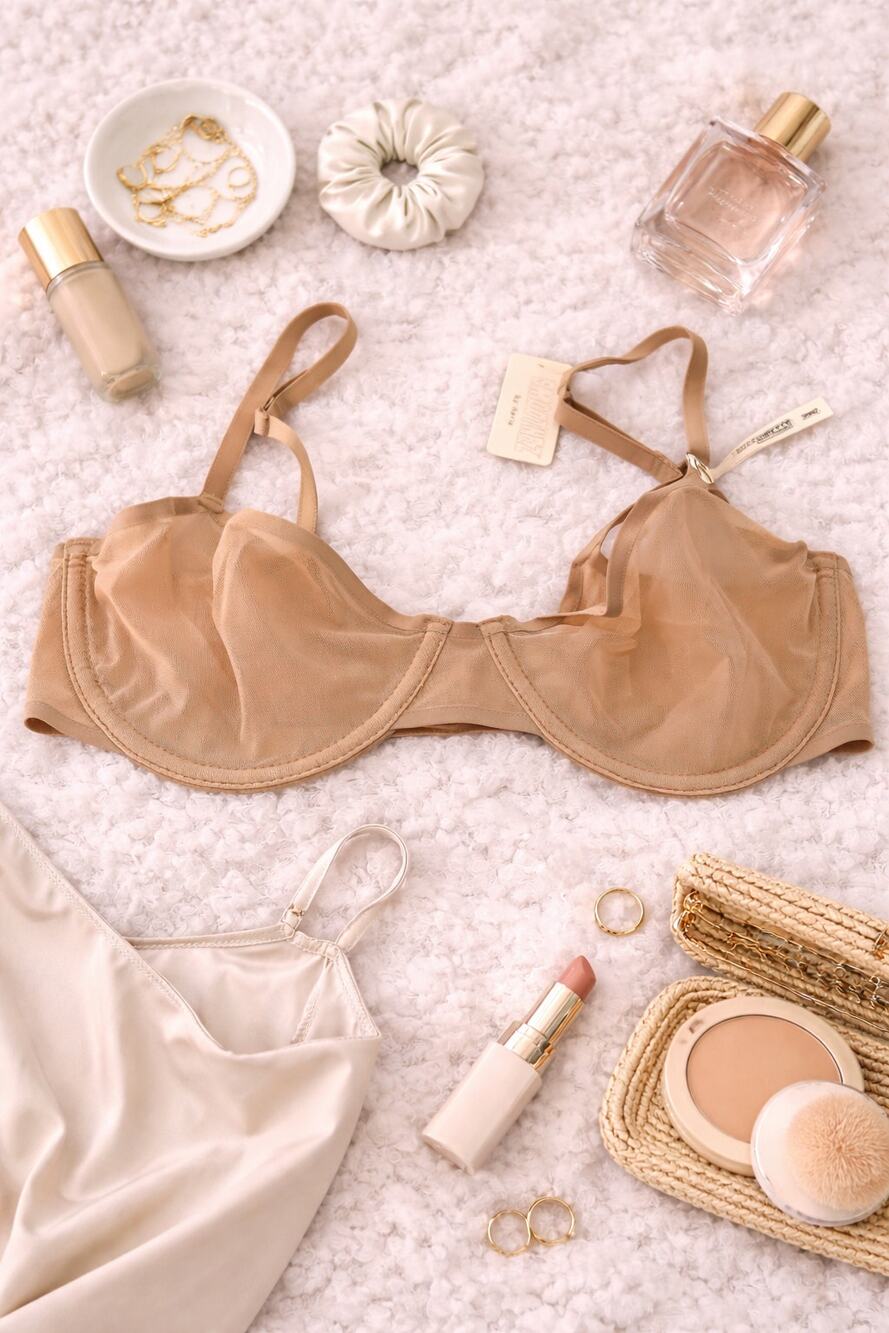 NWT Smoothez by Aerie Women's Balconette Sheer Mesh Unlined Bra Beige Size 34B